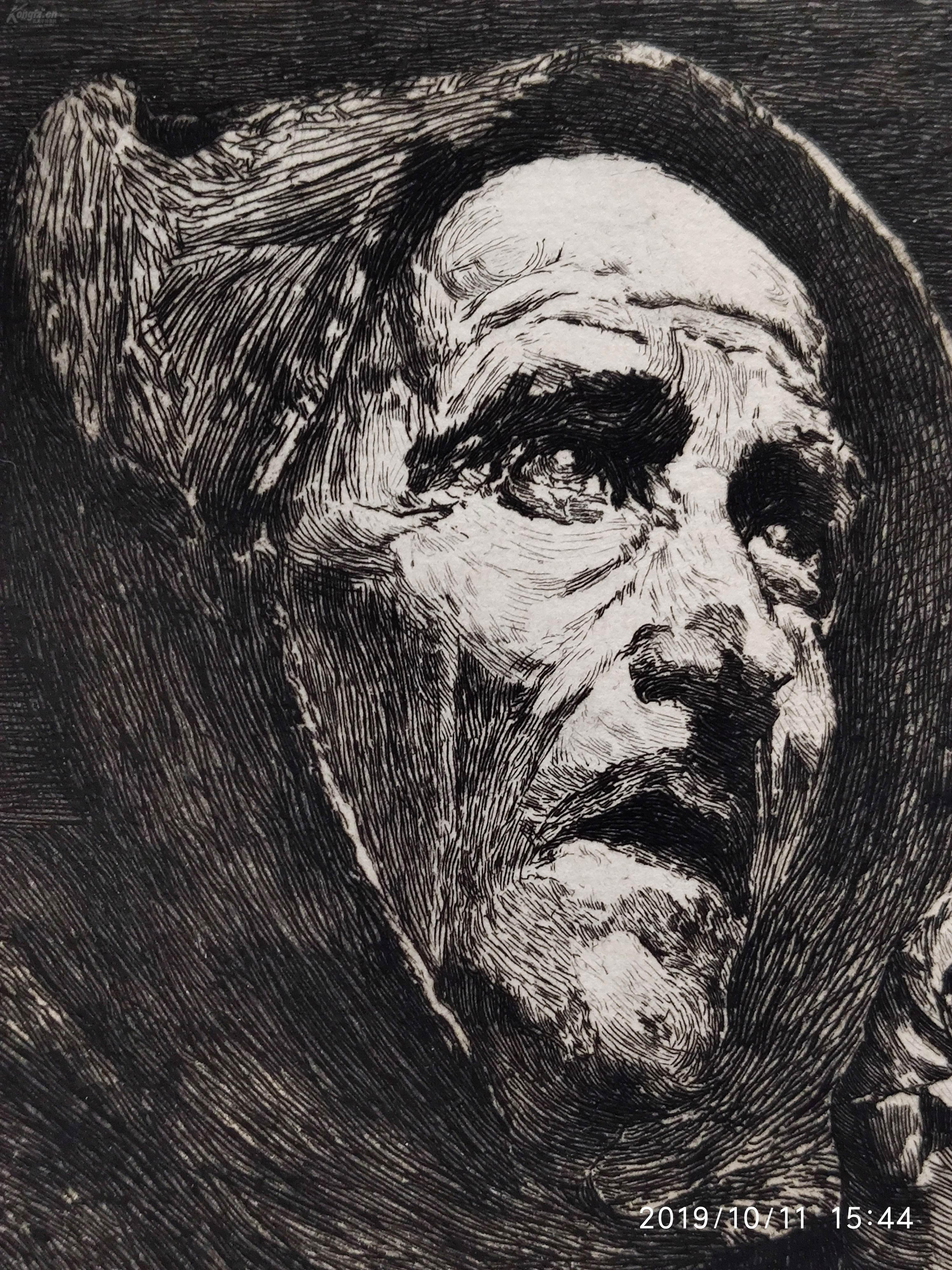 铜版画祈祷的僧人德国画家jeanjosephweerts1847–1927作品版画家