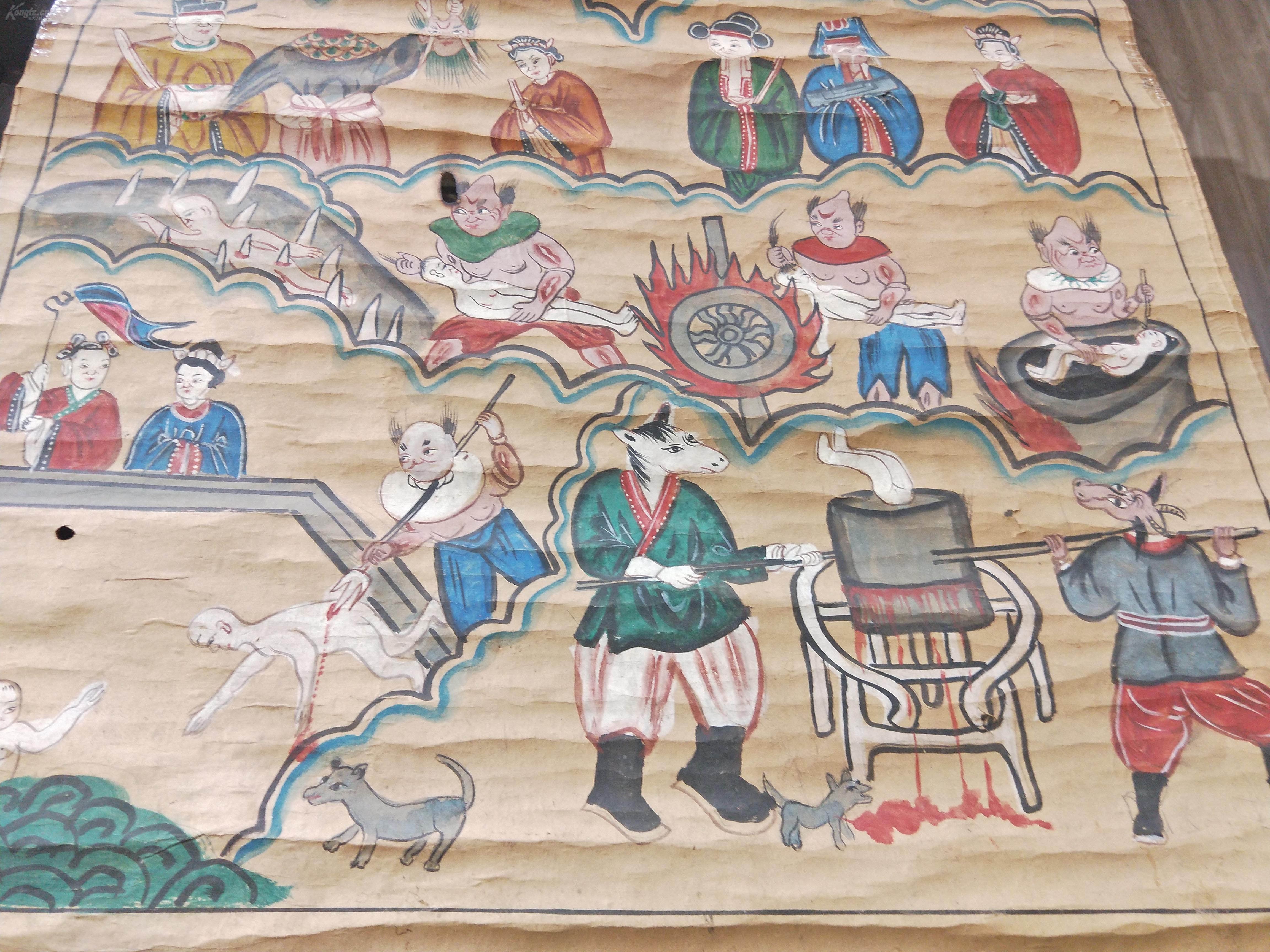 总计八福《道教水陆画之十殿阎罗和天官朝拜图》尺