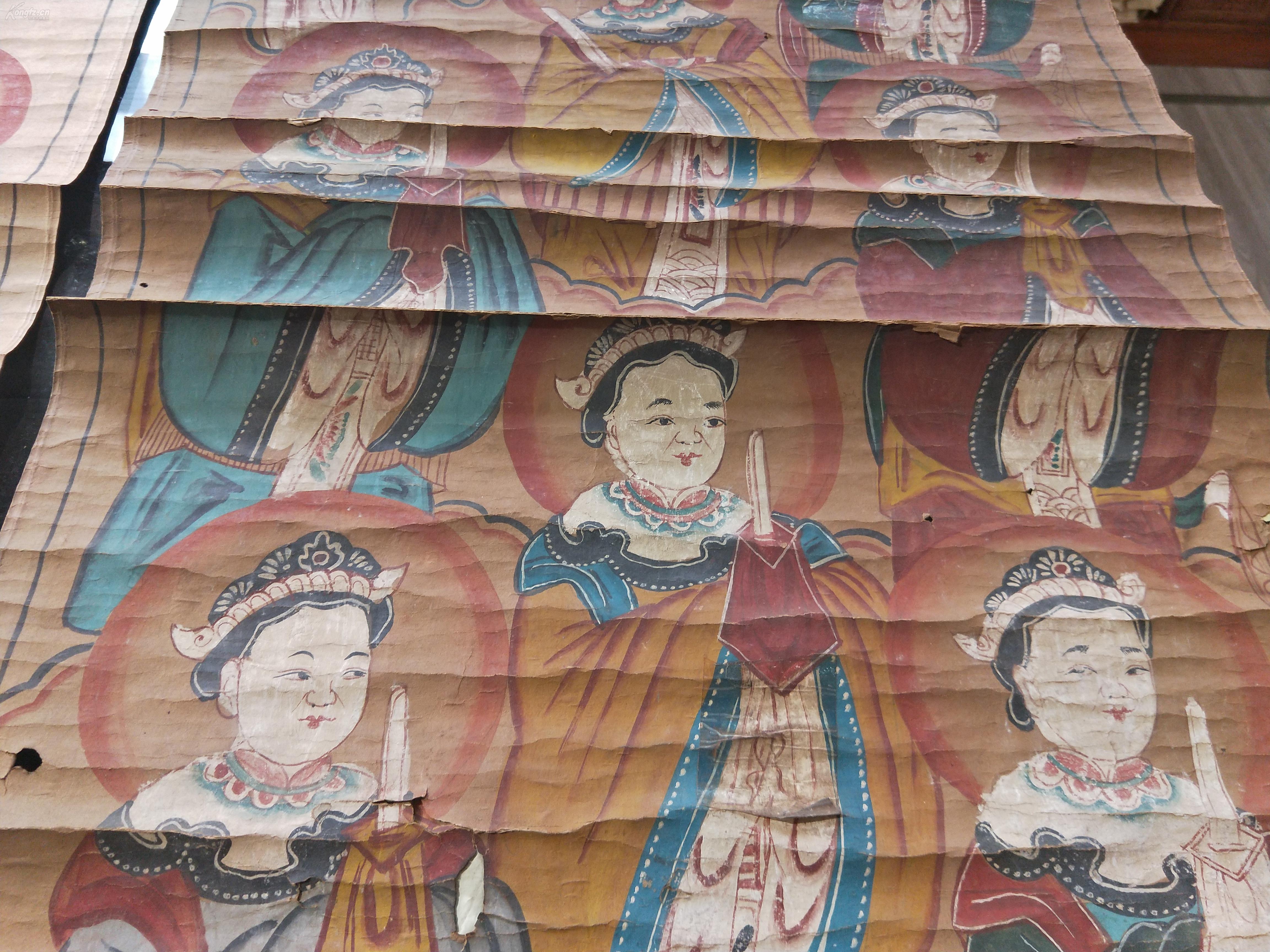 总计八福《道教水陆画之十殿阎罗和天官朝拜图》尺寸170厘米高很大
