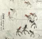 【孟-伟-哉旧藏】师从潘天寿 方增先等名家、著名画家、曾任人民美术出版社编审 徐震时 壬申年（1992）致孟-伟-哉水墨画《池趣清漪》一幅（纸本软片，画心约4.3平尺）HXTX303489