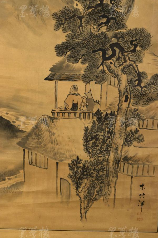 【日本回流】原装旧裱 水墨山水画 一幅(纸本立轴,画心约5.