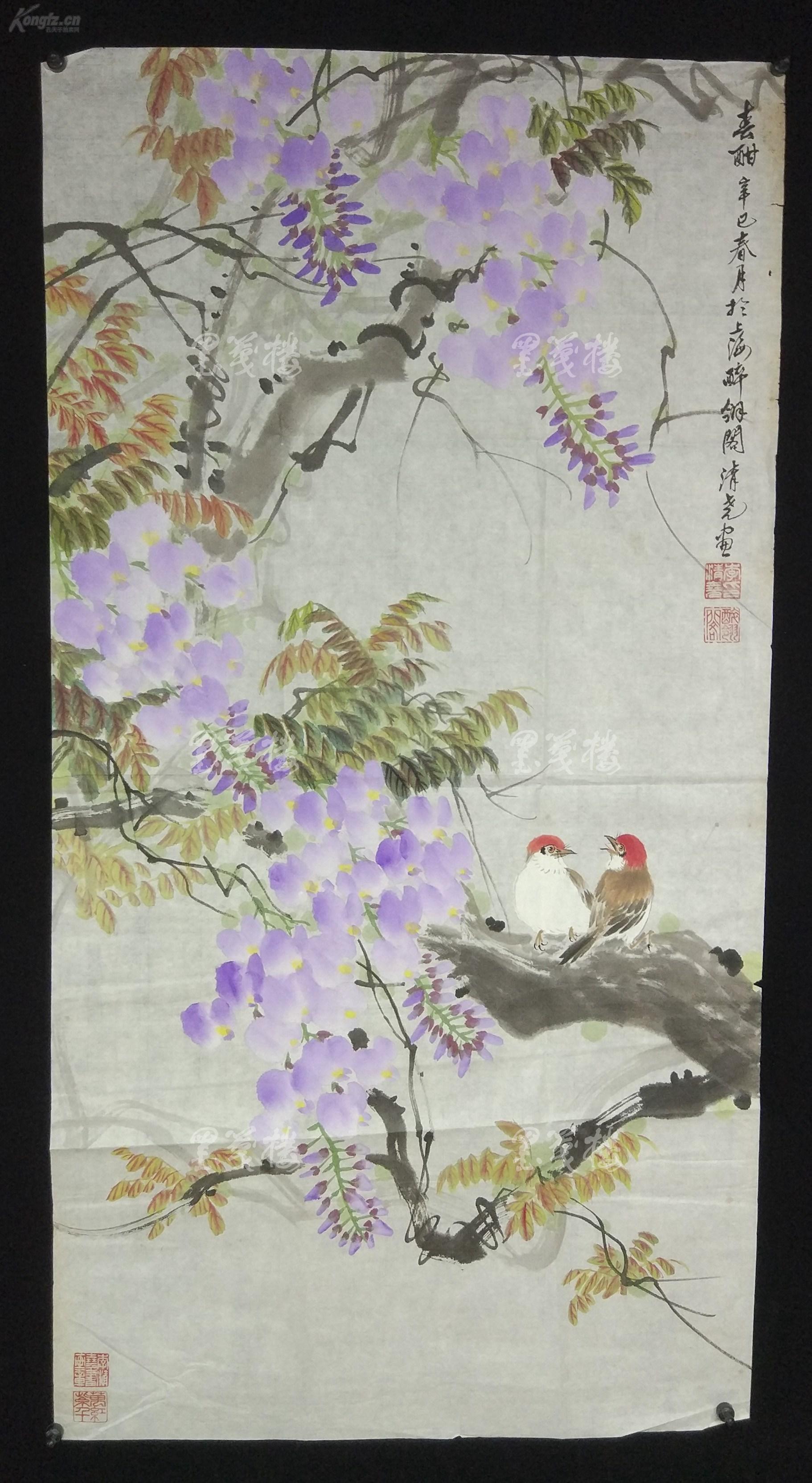 上海著名画家江寒汀及顾振乐弟子李清尧辛巳年2001水墨
