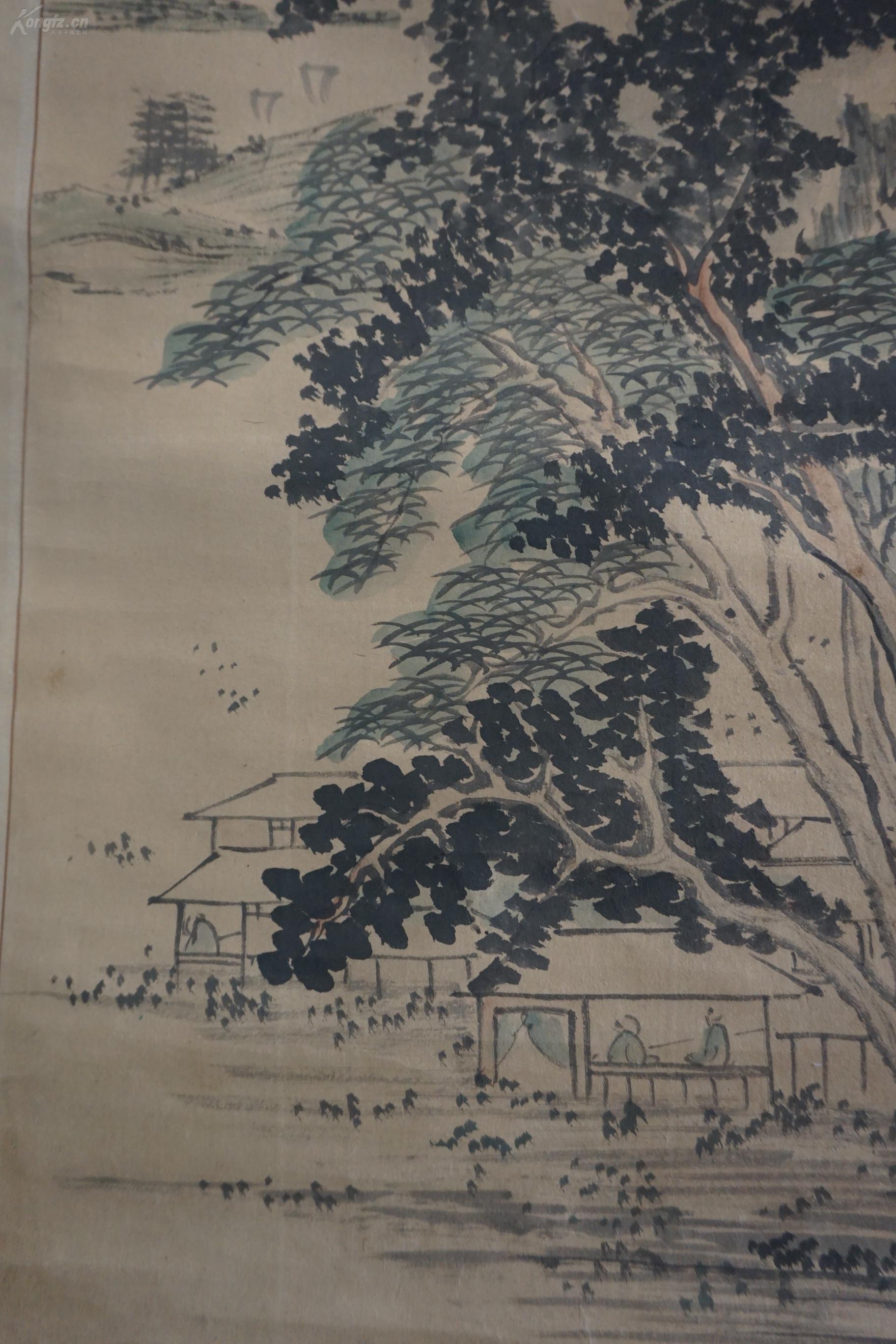 【日本回流】原装旧裱 雪堂 水墨山水画作品一幅(纸本立轴,画心约2.