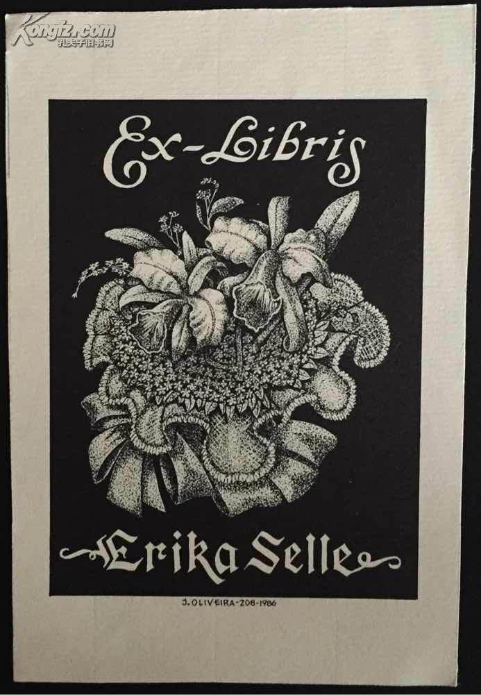 巴西胶版藏书票花卉