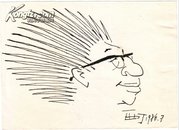原陕西美协副主席，著名漫画家:西丁自画像一副（13CM×18CM）保真