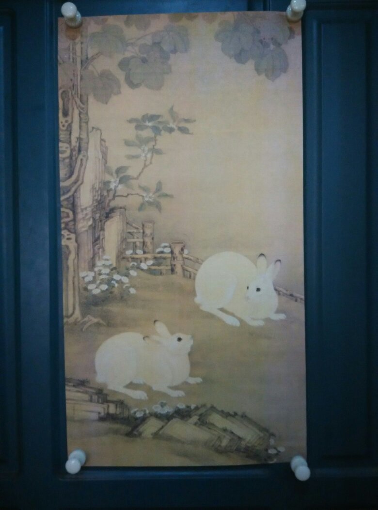 冷枚《梧桐双兔图》