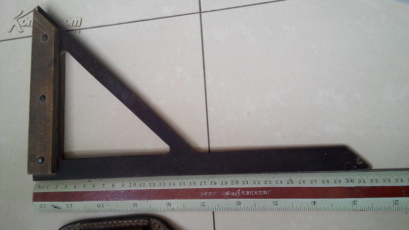 老式木工工具【靠尺】直尺 木头尺