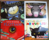 FLOTSAM、MR WUFFLES、TUESDAY、THE THREE PIGS四本合售 ，精致包装绘本