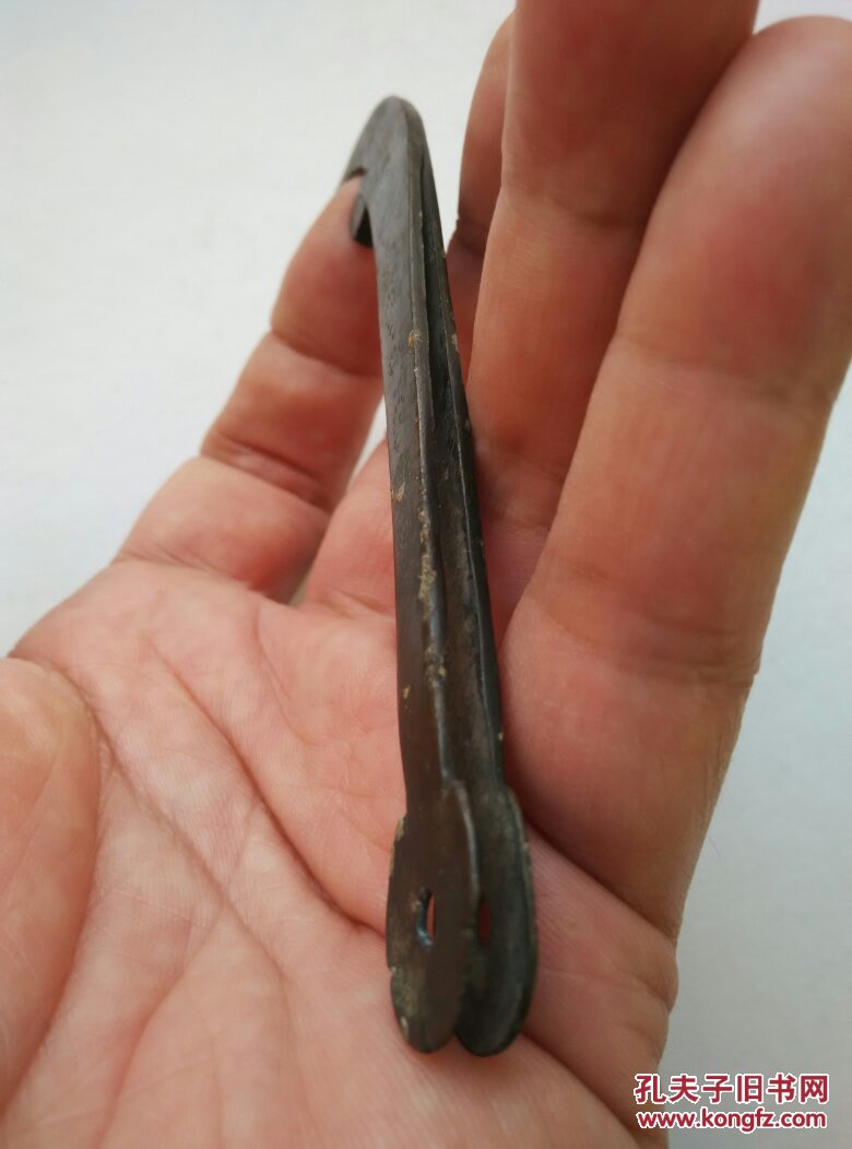 11cm清代大年份刻铜刻花纹工老铜夹子针线活老铜针夹针钳