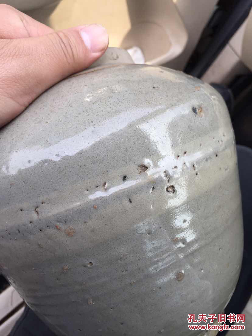 博物馆级珍品元代石灰碱青釉罐腹接胎珍稀品完好釉不及底识者宝之