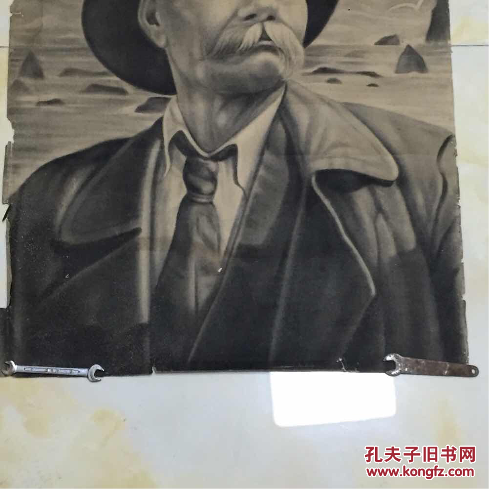 民国解放时期高尔基人物素描态金画