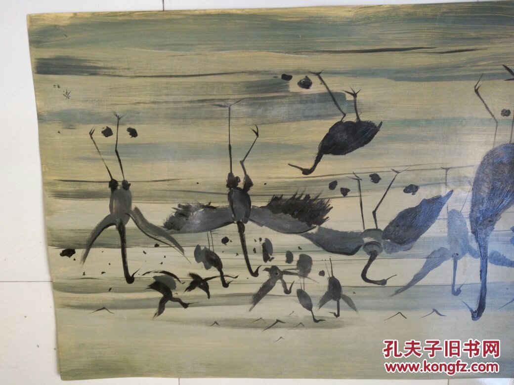 吴冠中仙鹤图油画