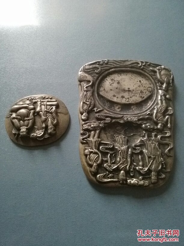 八仙过海人物故事纹银砚台情雪堂