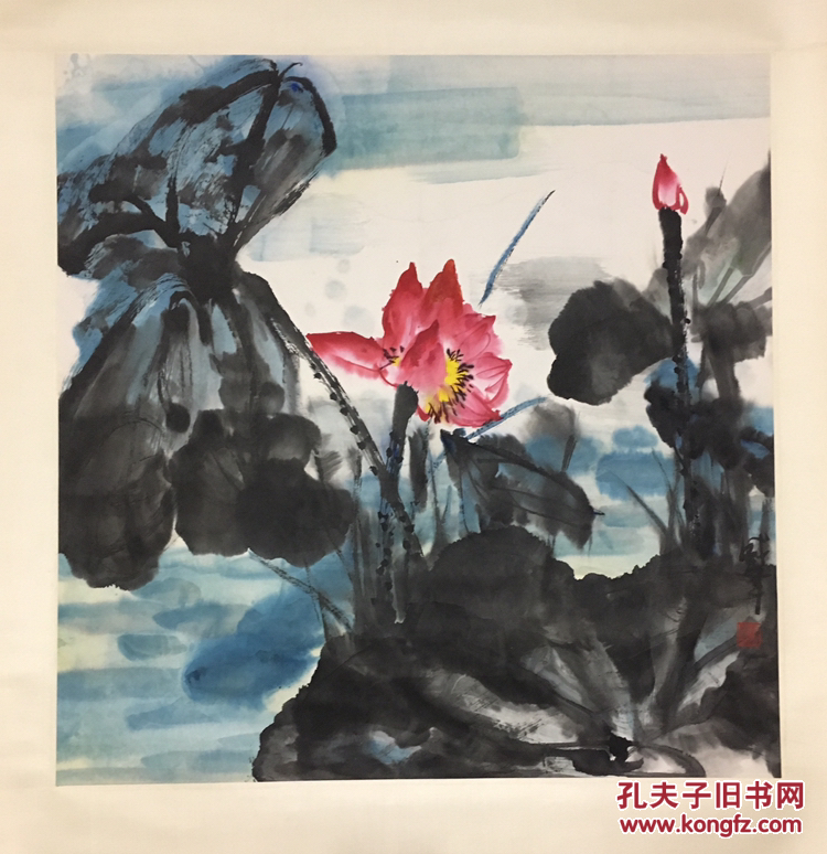 沈威峰先生荷花立轴真迹保真!