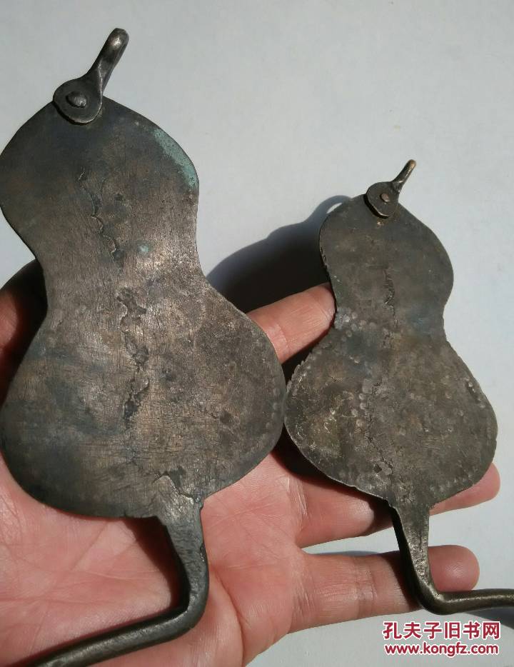 清民国单面刻铜刻花吉祥八宝纹28cm宽厚大铜帐钩铜钩门帘钩生活用品老