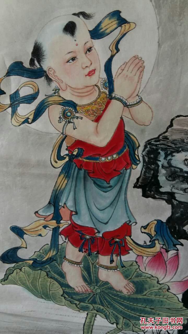 戴维祥工笔观音童子