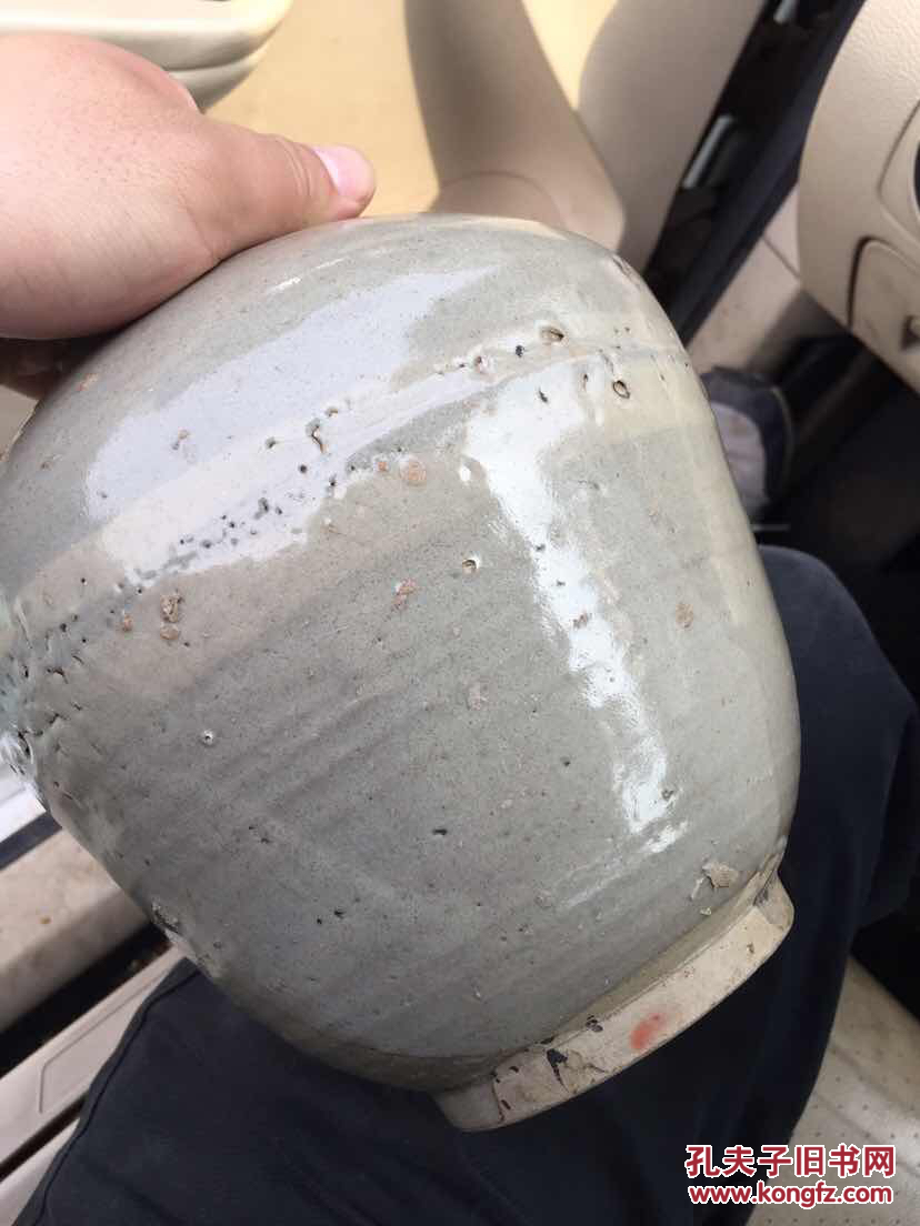 博物馆级珍品元代石灰碱青釉罐腹接胎珍稀品完好釉不及底识者宝之
