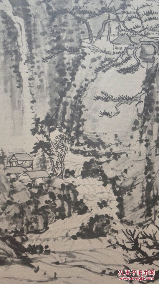 民国珂罗版印刷刘海粟大幅《九溪十八涧》30年代作品 拍品编号