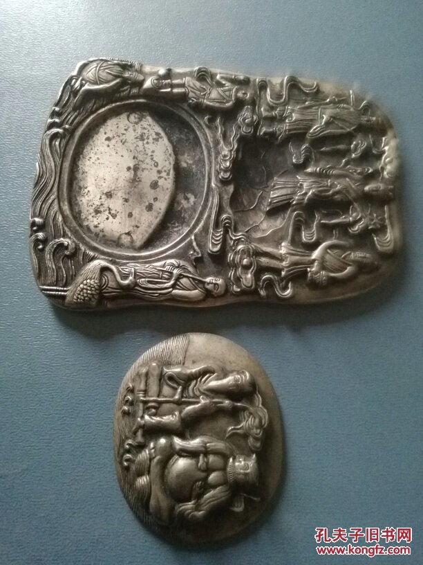 八仙过海人物故事纹银砚台情雪堂