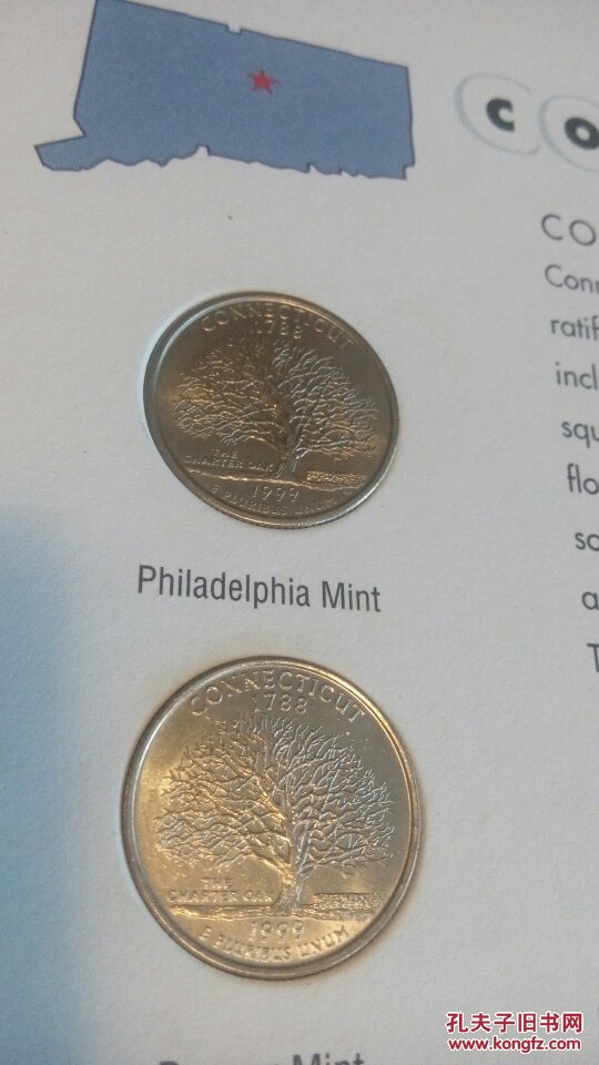 美国1999年25美分年册含10枚硬币quarter各州特色硬币生日礼物