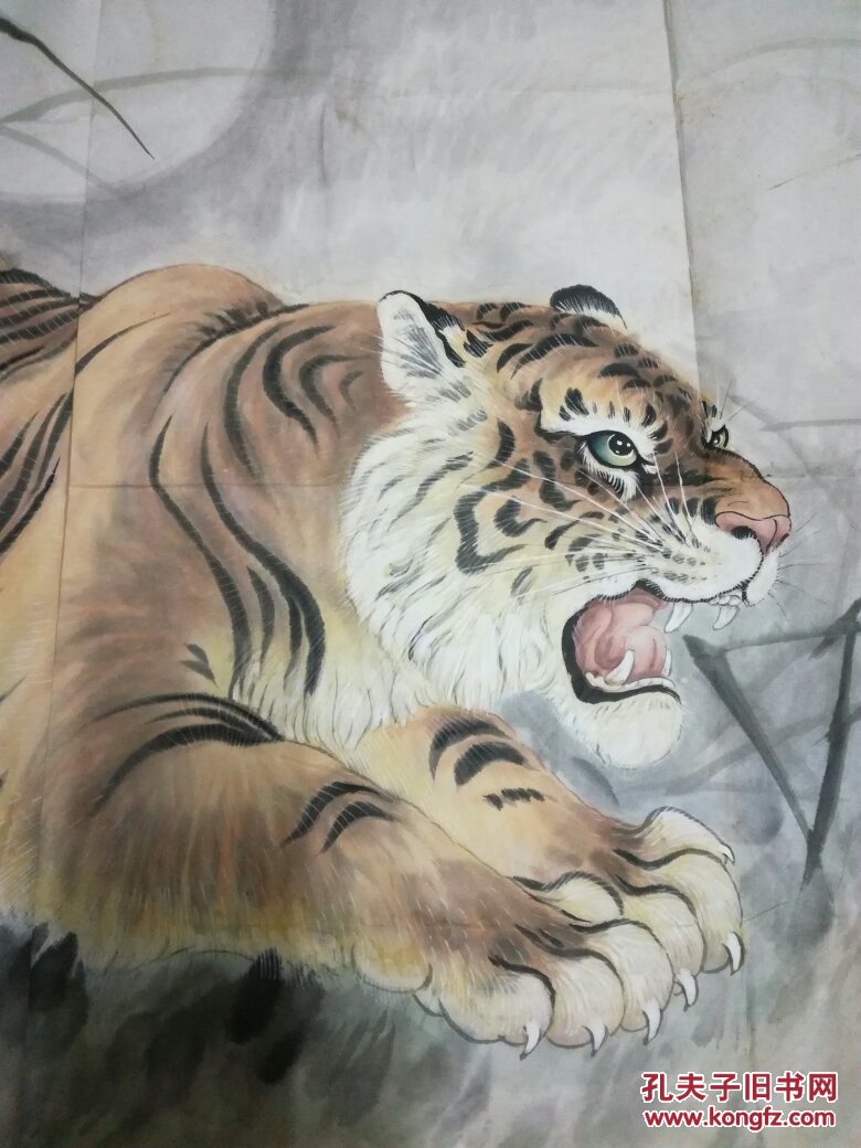 著名画虎名家蔡长林蔡影先生大幅精品月下王者虎