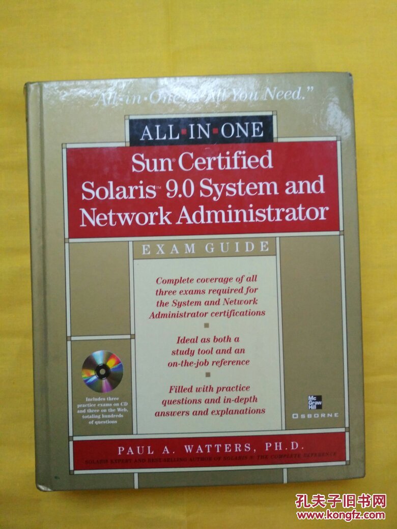 Sun Certified Solaris 9.0 system and network administrator（带光盘）精装，英文原版