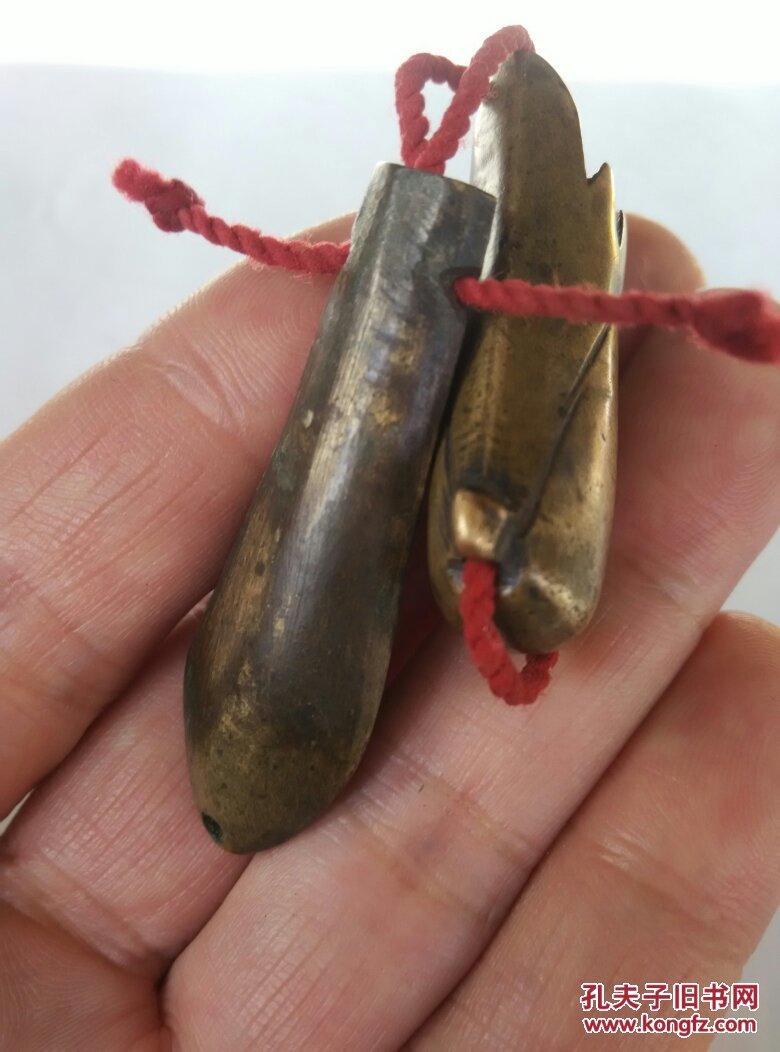 清代知了蝉型老铜针筒针盒针线收纳筒