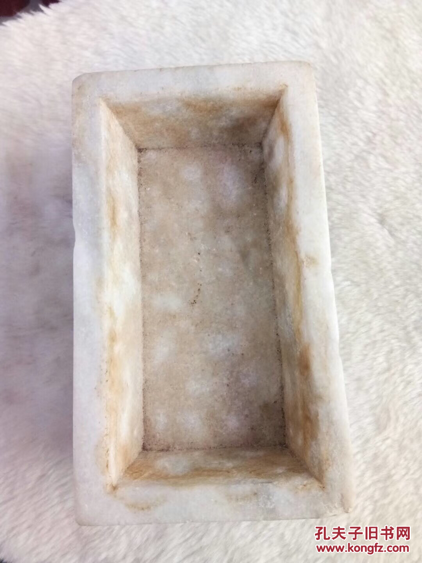 清代汉白玉水仙盆品佳自然风化老旧窗明几净文房案几陈设人生一乐