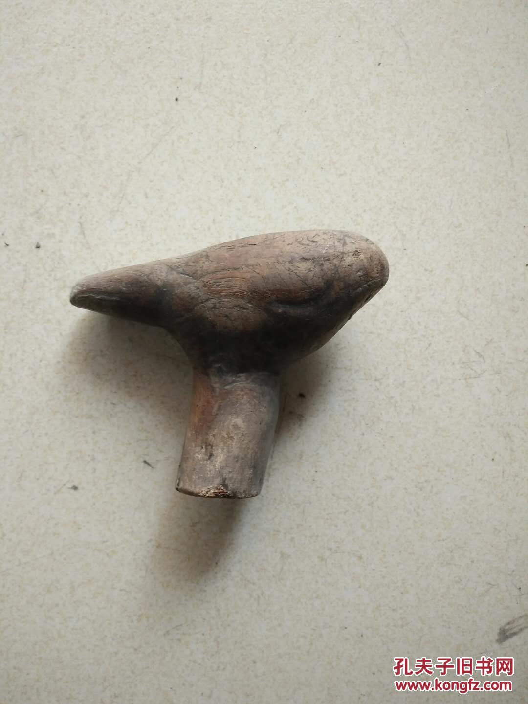 清代木刻鸟形拐杖头