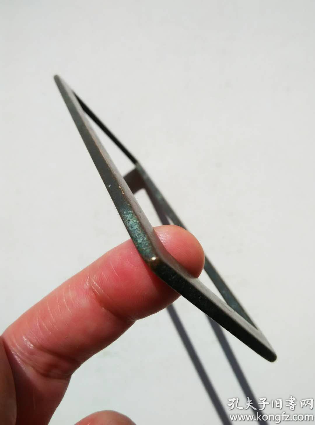 12.3/6.4/0.35cm清代黑漆古刻铜带工老铜仿圈印规字规镇纸压尺镇尺书