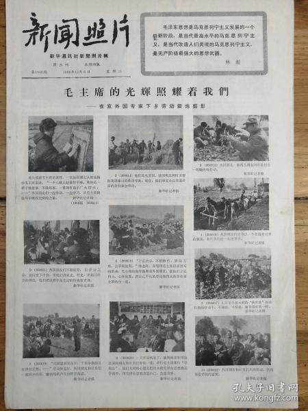 1966年12月6日《新聞照片》大文革精品報，毛主席的光輝照耀著我們—在京外國專家下鄉勞動鍛煉剪影
