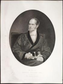 1849年 钢版画 雕刻凹版《罗伯特·弗农的肖像，PORTRAIT OF ROBERT VERNON,ESQ》-  绘画：英国画家 亨利·威廉·皮克斯吉尔（Henry William Pickersgill）、雕刻：W.H.Mote