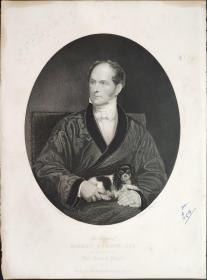 1849年 钢版画 雕刻凹版《罗伯特·弗农的肖像，PORTRAIT OF ROBERT VERNON,ESQ》-绘画：英国画家 亨利·威廉·皮克斯吉尔（Henry William Pickersgill）、雕刻：W.H.Mote
