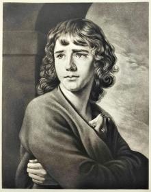 【限量400】1906年 美柔汀铜版画 照相凹版《斯巴达少年 THE SPARTAN BOY》纸张37.5x30.cm，爱尔兰画家 纳撒尼尔·霍恩的作品