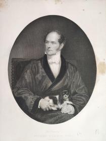 1849年 钢版画 雕刻凹版《罗伯特·弗农的肖像，PORTRAIT OF ROBERT VERNON,ESQ》- 绘画：英国画家 亨利·威廉·皮克斯吉尔（Henry William Pickersgill）、雕刻：W.H.Mote