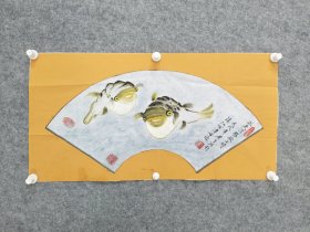 sc230号国画鱼 河豚 正是河豚欲上时 65×34cm 作者：卜庆生 1941年生 江苏省镇江人 原镇江中学化学老师 现为全国老年书画研究会会员 曾获兰亭杯金奖 中华世博杯一等奖 被授予中华世博杯老年文化大使 国画作品曾被派送美国参加赛珍珠画展义拍