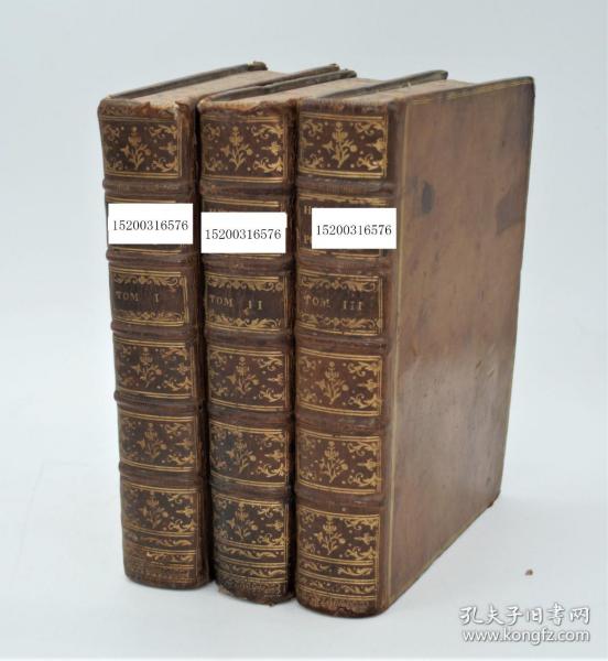 稀缺，《哲學和政治史》3卷全，版畫與地圖 ，約1775年出版