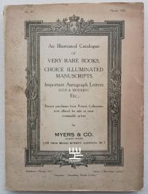 《重要善本信札手稿中世纪手绘本书目》1933年3月英国Myers书店古籍善本目录