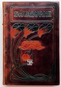 《斯温伯恩诗歌选集》1920年私人订制豪华皮装本装帧名家里维耶雕花贴皮工艺