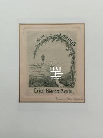 瑞士早期铜版画藏书票大尺寸田间小路