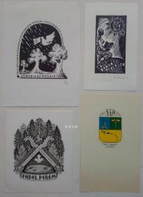 欧洲木版画线刻版藏书票4张合售51组
