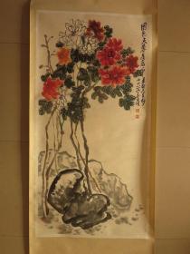 吴昌硕传统水墨包手绘花鸟画竖幅立轴挂画