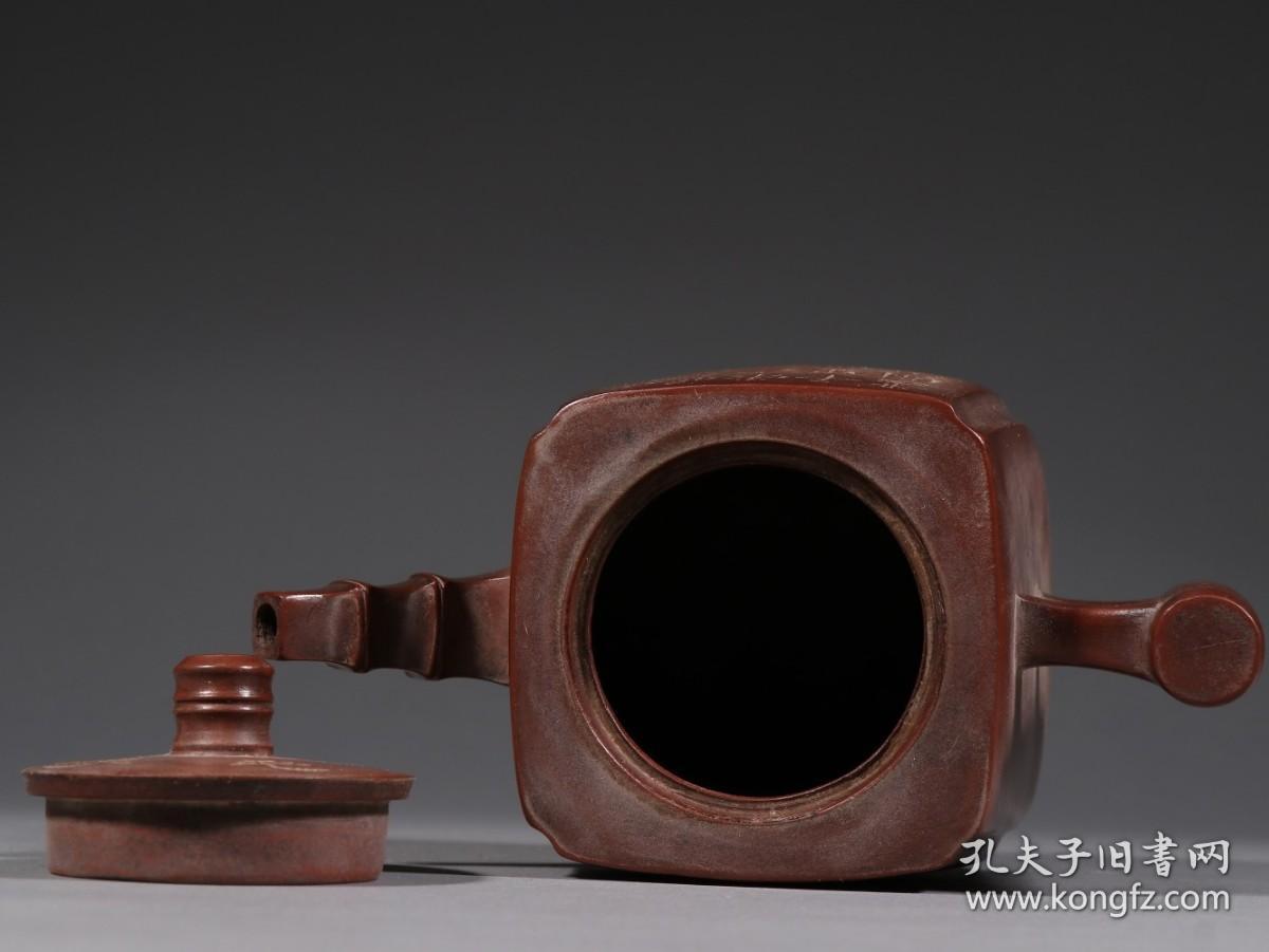 旧藏王石耕款紫砂诗文茶壶规格高13cm长17cm简介藏品取上乘紫砂料砂质