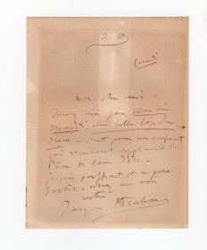 轻歌剧的奠基人和杰出的代表 著名作曲家 奥芬巴赫 Jacques Offenbach 亲笔信