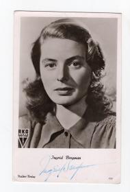 “好莱坞第一夫人” 英格丽·褒曼（Ingrid Bergman） 早期亲笔签名照 JSA鉴定认证 2