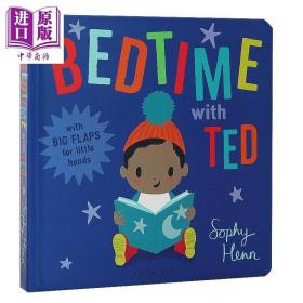 原版新书With Ted系列 大翻翻折叠内页纸板书 Bedtime泰德的睡觉时间英文?