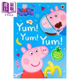 原版新书Peppa Pig: Yum! Yum! Yum! 粉红猪小妹佩奇活动贴纸书 100张贴纸