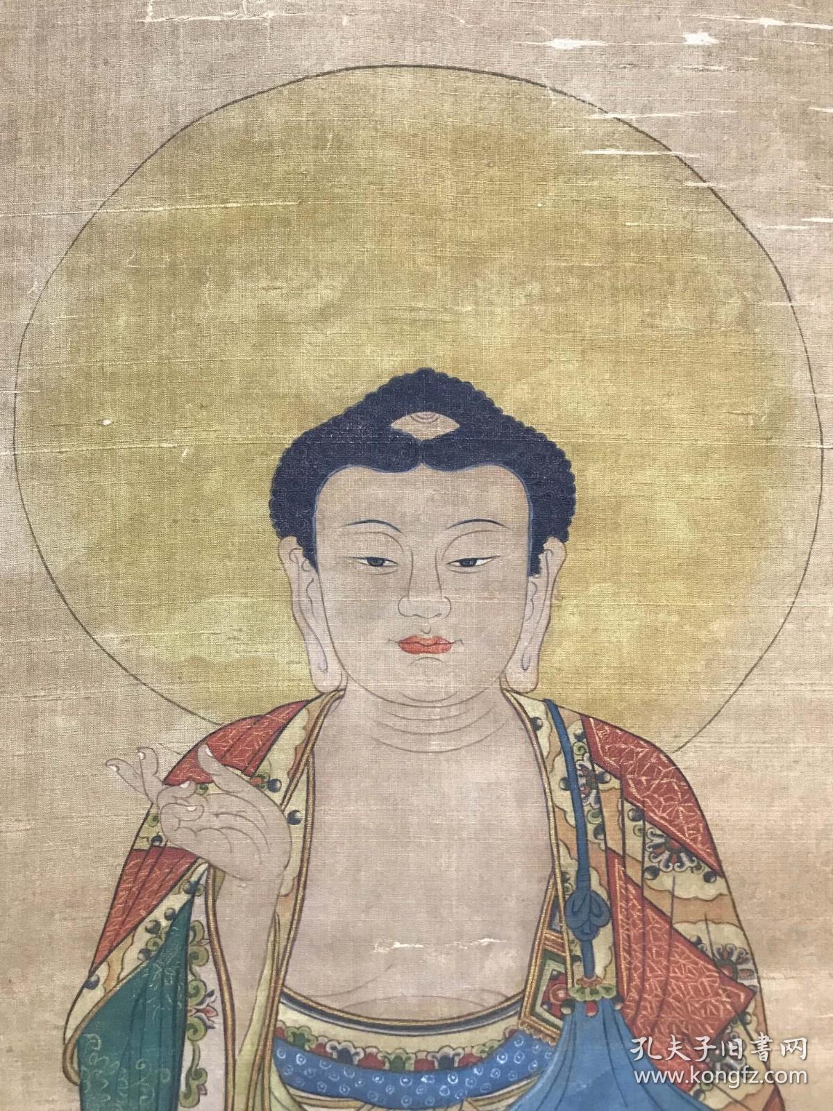 丁观鹏设色绢本立轴佛像后揭裱1