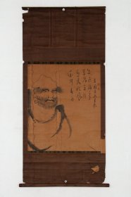 日本回流字画 古画《达摩》图 名家手绘真迹挂画