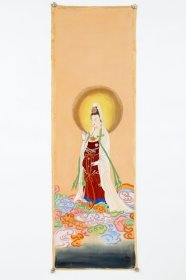 日本回流字画 《观音像》名家手绘真迹挂画